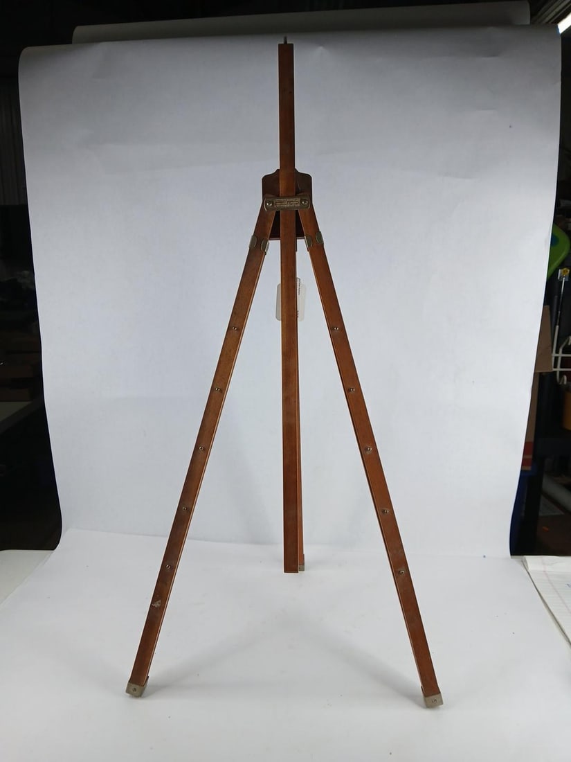 Permanent pigments wooden camera tripod: 29 in long unextended