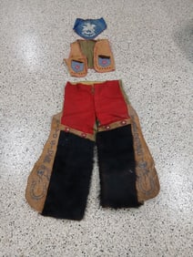 Lone ranger vest ,chaps and bandanna