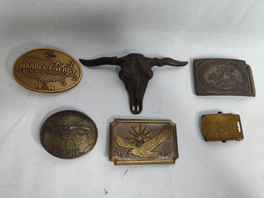 6 brass belt buckles