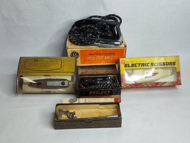 Marvel hand embroiderer,2 electric scissors and 2 traveling irons