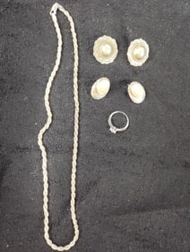 Sterling necklace,earrings,and ring