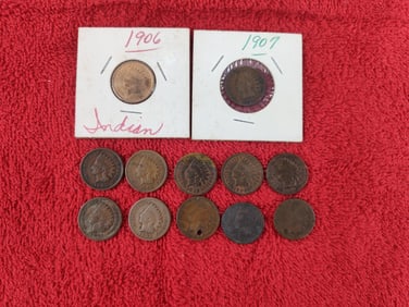 12 Indian head pennies