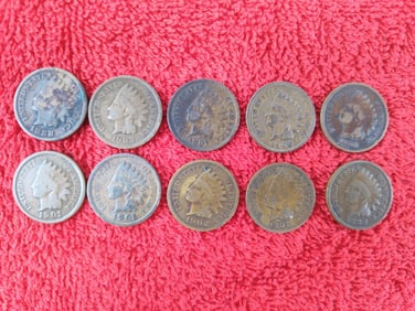 10 Indian head pennies