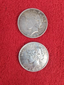 2 1923 silver peace dollars