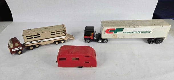 Buddy L and tonka toy semis and trailers