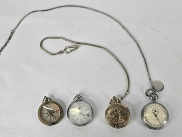 Pocket watch stop watches and compass
