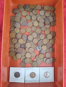 185 unsorted wheat pennies