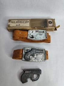 2 Remington derringer buckle gun belt set and multi pistol cap gun