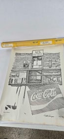 Pen and ink drawing by Randall Thompson of historic Meers store and post office