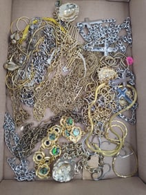 Gold and silver tone chains and necklaces