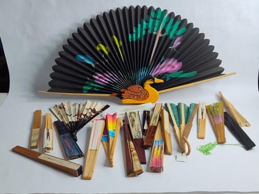 20 various folding hand fans