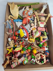 Lot of wooden toys and ornaments