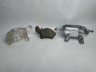 Metal art ,stone and crystal glass turtles