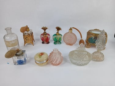 Vintage perfume bottles, trinket boxes and more
