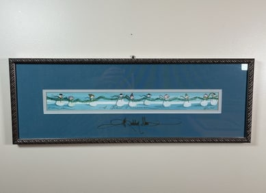 A GARLAND OF SNOWMEN SIGNED  LITHOGRAPH. 325/1,000