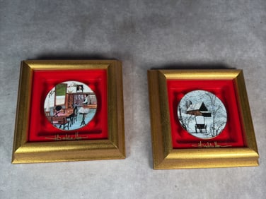 PAIR OF PBM FRAMED ORNAMENTS