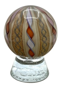 Large Mark Matthews Signed 1997 Art Glass Filigrana 12 Cane Sphere, Orb, Marble