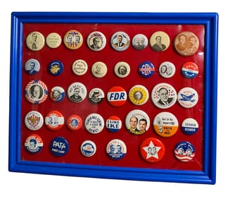 38 pc c1972 US Presidential Patriotic Campaign Pinback Button Collection