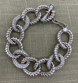 Outstanding Sterling Silver JUDITH RIPKA Diamonique Limited Edition Curb Link Bracelet