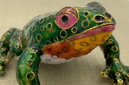 4 pc Cloisonne Enamel Frog, Bee, Articulated Crab & Lobster Ornament Collection