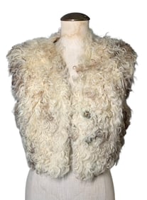 1970s ANIMAL CRACKERS Curly Lamb Sheepskin Fur Cropped Vintage Vest