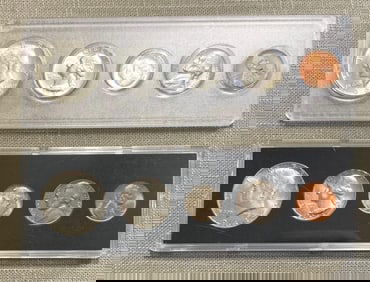 Pair 1964 US Mint Uncirculated 90% Silver 5 pc Coin Set: Citizens Federal Savings & Loan Cleveland O