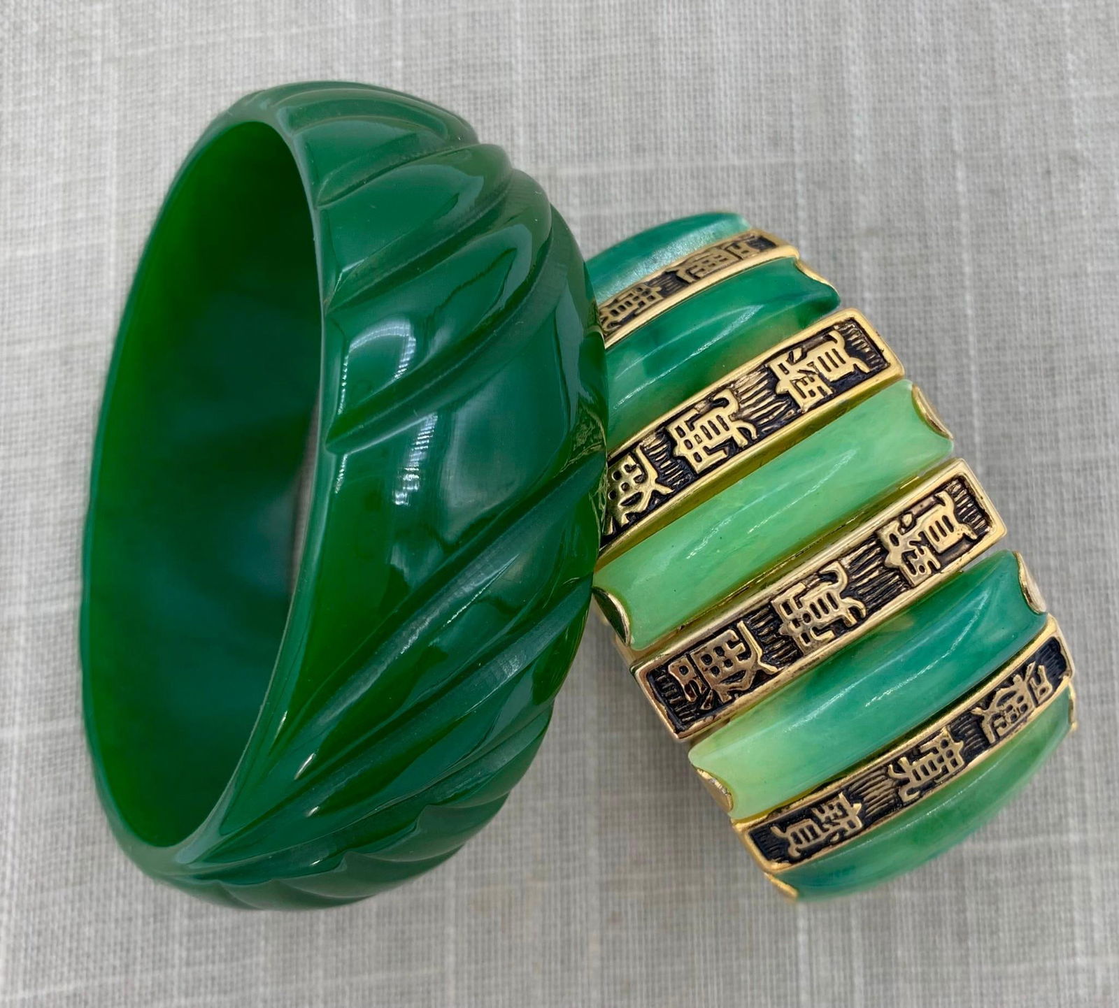 14 pc 1940s - 70s Vintage Green Goddess Costume Jewelry Collection (1 of 12)