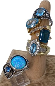 5 Sterling Silver Sparkling Bejeweled Rings