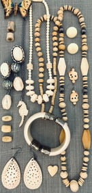 19 pc Natural & Created Hand Carved Jewelry, Beads & Adornments