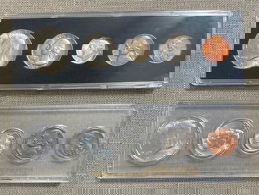 Pair 1964 US Mint Uncirculated 90% Silver 5 pc Coin Set: Citizens Federal Savings & Loan Cleveland O