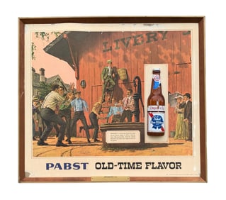 Mid Century PABST Blue Ribbon Beer Basketball Sports Bar Advertising Sign
