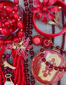 23 pc Ruby Red Vintage Costume Jewelry Collection