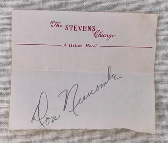 Authentic Don Newcombe Black American Baseball Legend Signature, Stevens Chicago Hotel Stationary
