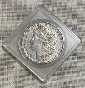 1880 & 1900 Morgan Silver Dollar US Coins, Cased
