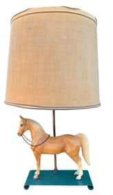 Unusual 1950s Wild West Standing Horse Library Lamp
