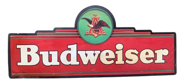 LARGE Embossed Metal 1994 BUDWEISER Beer Advertising Bar Sign