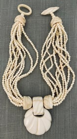 Incredible Gerda Lynggaard for Monies Polished and Layered Horn 10 Strand Vintage Statement Necklace