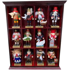 12 pc Vintage Nutcracker 12 Days of Christmas Holiday Decoration with Shelf and Box