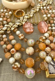 18 pc Antique Beaded Reticule and Vintage Costume Jewelry Collection
