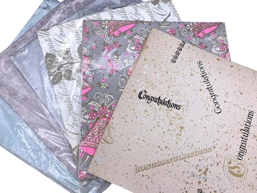 1960s 26 pc New Old Stock Congratulations, Bridal and Wedding Gift Wrapping Paper