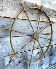 Incredible Antique 8 Spoke Solid Brass Paddle Boat Maritime Ship Wheel