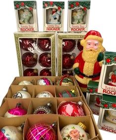 31 pc Vintage Christmas Tree Ornaments and Holiday Decorations Collection