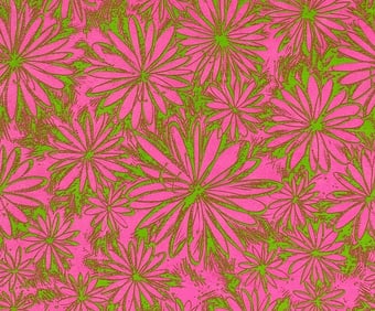 1960s 18 pc Psychedelic Flower Power Pop Art Hot Pink Lime Green New Old Stock Gift Wrap