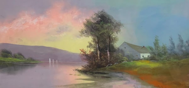 Ethereal Antique William Henry Chandler Chalk Landscape, Artist Signed Framed Artwork