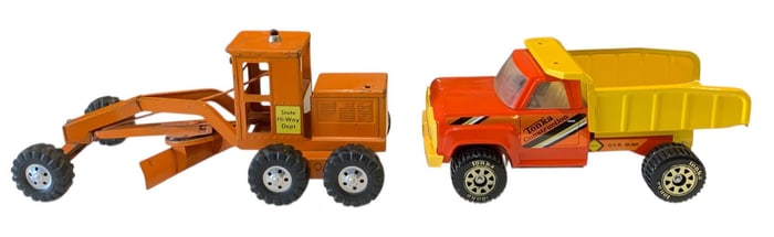 Vintage TONKA Steel Classics Construction Road Grader and Mighty Dump Truck