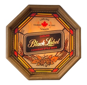Vintage BLACK LABEL Beer Illuminated Bar Advertising Sign