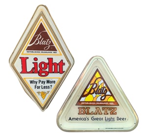 2 Vintage Illuminated BLATZ Beer Advertising Bar Sign Lights