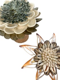 Pair of Intricate Seaside Seashell Flower Sculptures