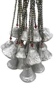 24 pc Vintage Mercury Glass Bead and Silver Foil Christmas Bell Holiday Decoration Collection