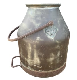 Antique Double Handle Copper, Brass, Dairy Can, Large Cream Separator Jug